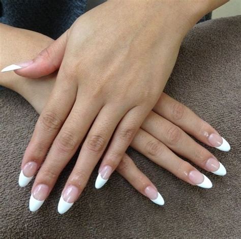 oval french tip nails|long oval french tip nails.